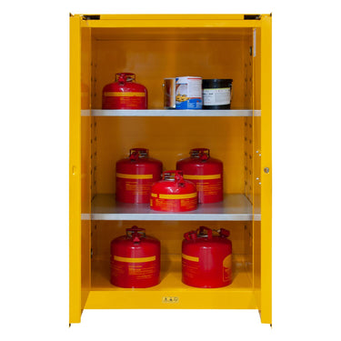 Flammable Self Closing Storage Cabinet 90 Gallon Capacity Yellow